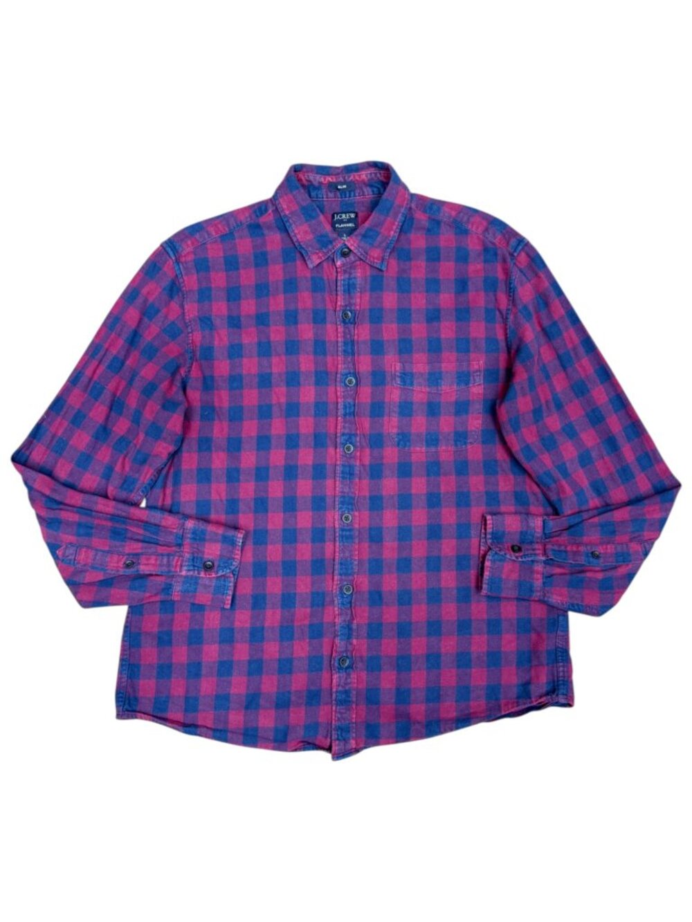 J. CREW Men's Buffalo Check Button Down‎ Slim-Fit Flannel Shirt | Size L